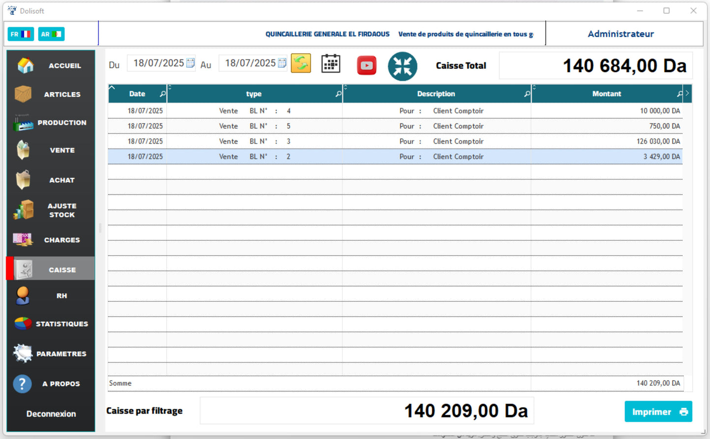 Dolisoft PRO – أقوى برنامج لمؤسستك أو متجرك Spécial Quincailleries