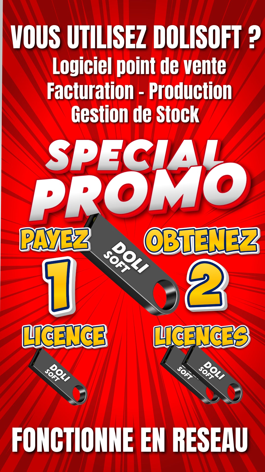 Dolisoft PRO – أقوى برنامج لمؤسستك أو متجرك PROMO 2 LICENCES (2PC)