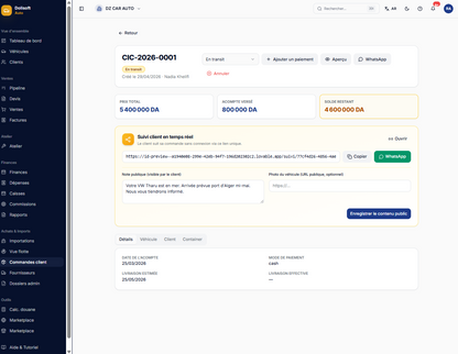 DoliSoft Auto — Le logiciel des showrooms et importateurs de véhicules en Algérie
