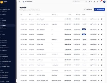 DoliSoft Auto — Le logiciel des showrooms et importateurs de véhicules en Algérie