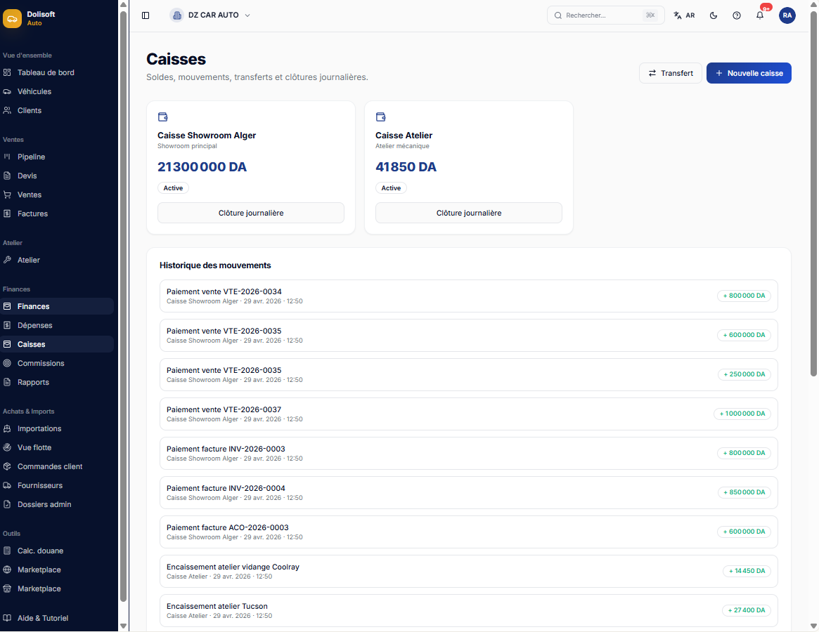 DoliSoft Auto — Le logiciel des showrooms et importateurs de véhicules en Algérie