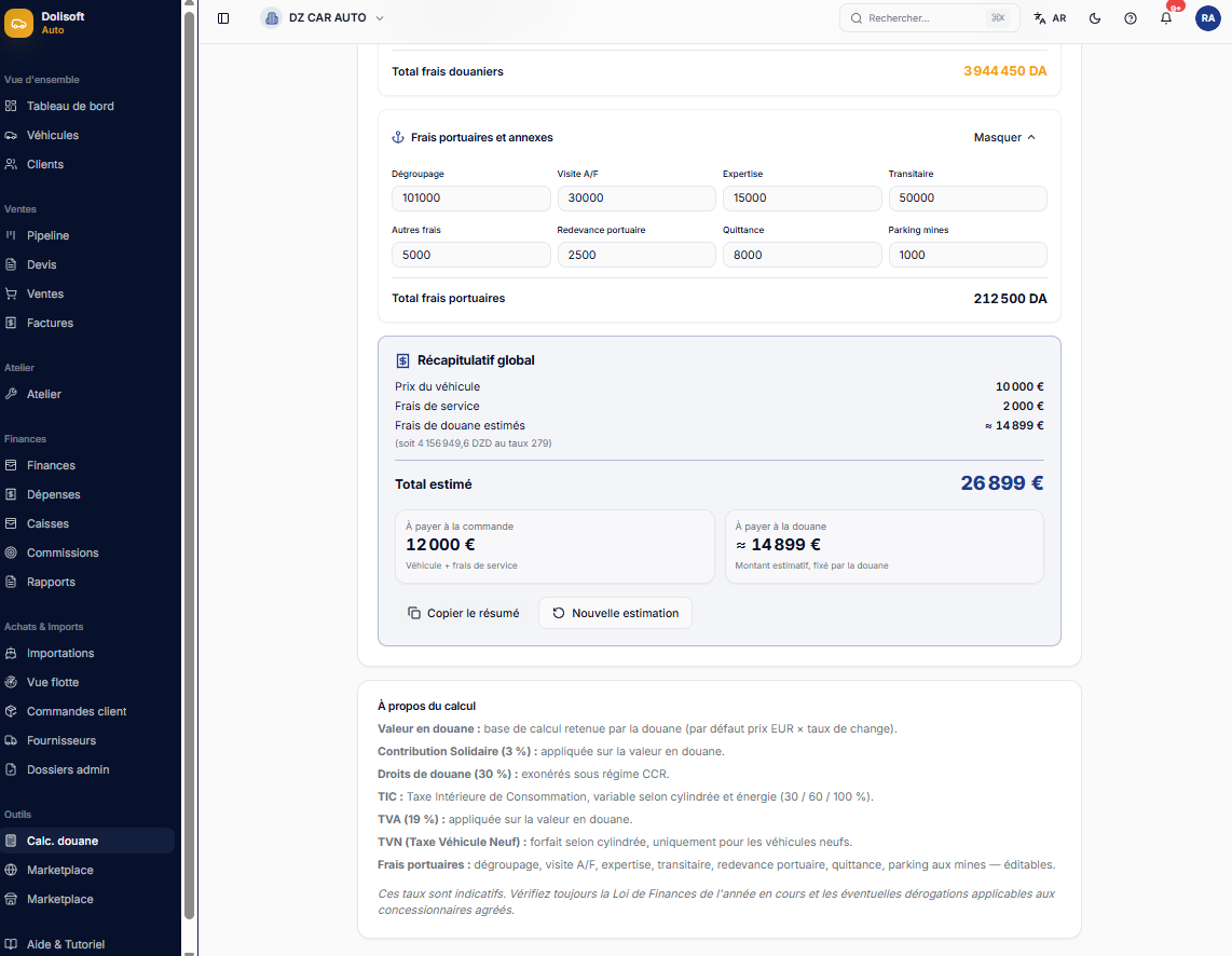 DoliSoft Auto — Le logiciel des showrooms et importateurs de véhicules en Algérie