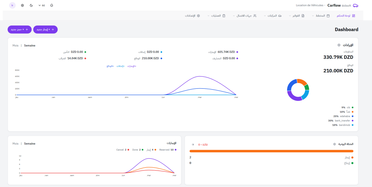 برنامج تسيير كراء السيارات Dinateck Location de Voitures ar