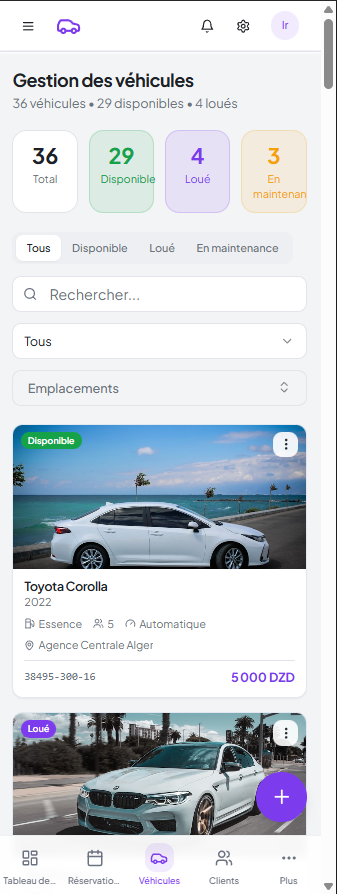 برنامج تسيير كراء السيارات Dinateck Location de Voitures ar