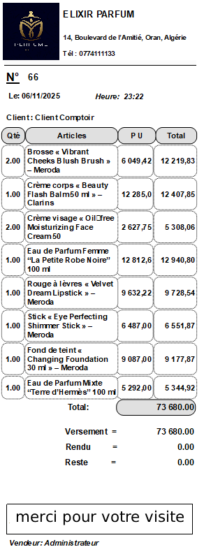 2025 البرنامج لتسيير محلات العطور ومستحضرات التجميل