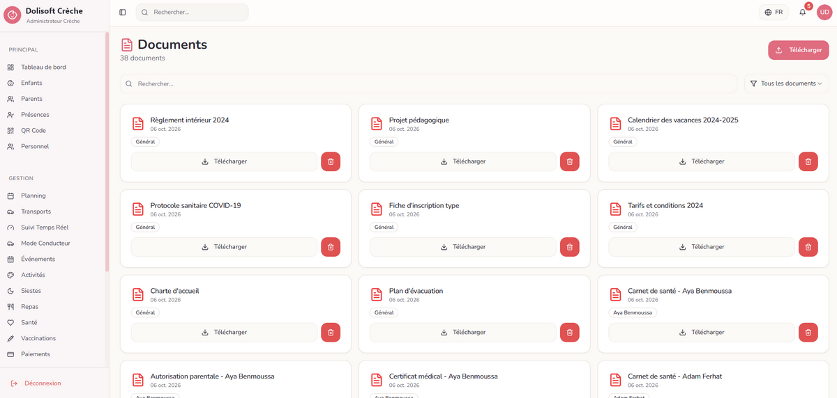Dolisoft Crèche – documents de la crèche